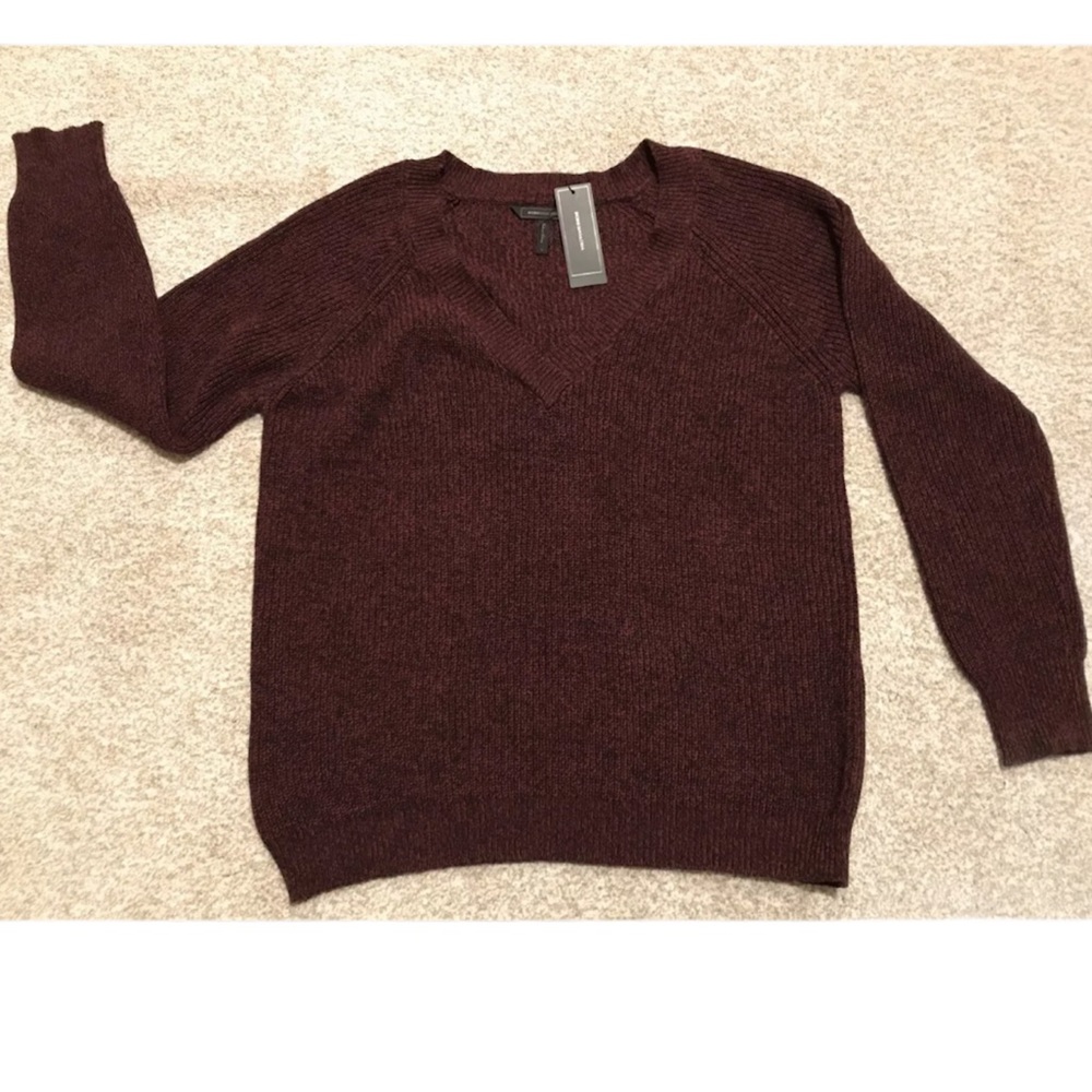 SOLD! BCBGMAXAZRIA V-Neck Burgundy Sweater, Size L - Picture 6 of 8
